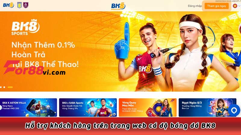 Hỗ trợ khách hàng trên trang web cá độ bóng đá BK8